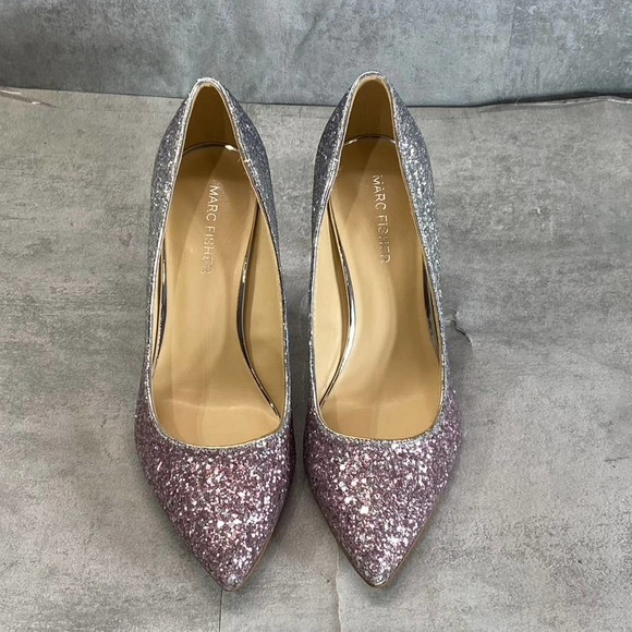 Marc Fisher Women's Silver/Pink Ombre Glitter Darreny Pointed-Toe Pumps SZ 7.5 - Picture 5 of 13